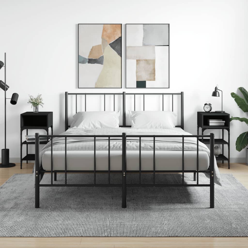 vidaXL Nachtkastje 35x34,5x70 cm bewerkt hout zwart