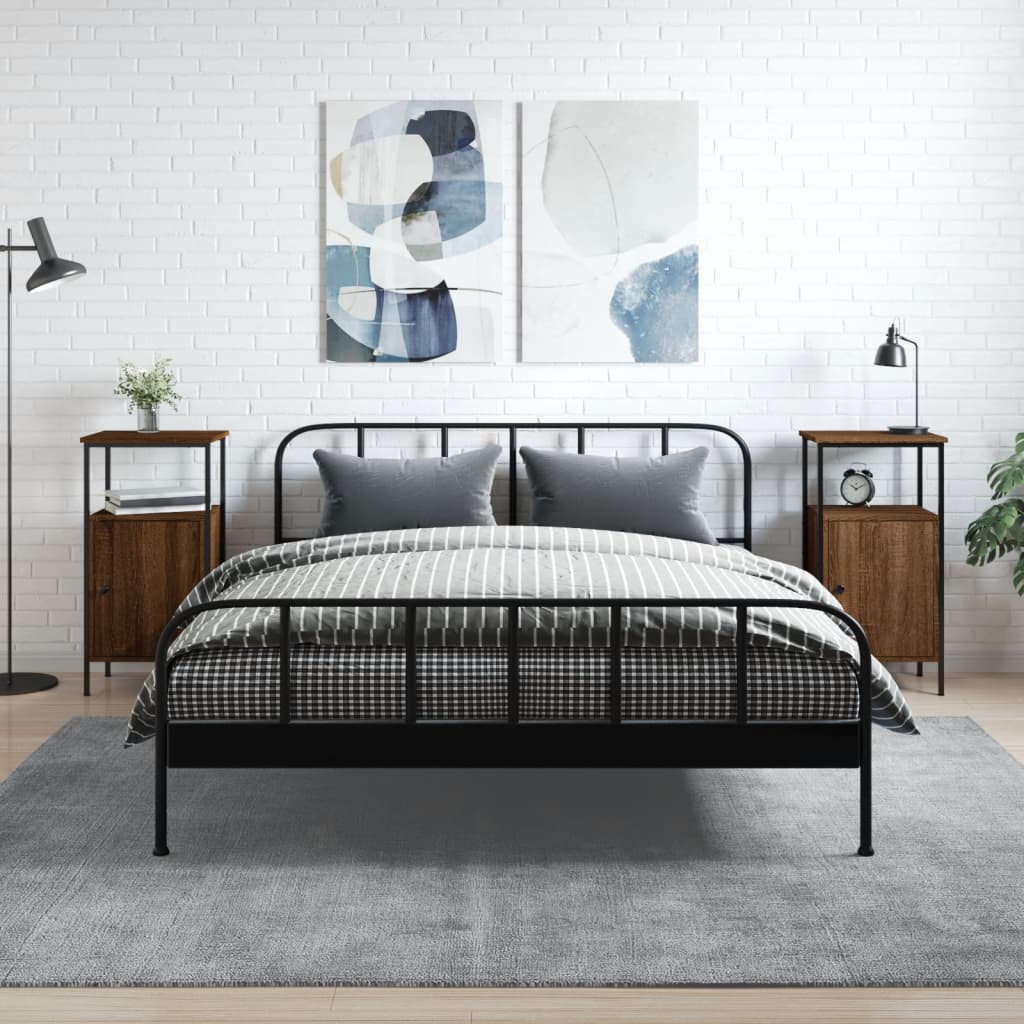 vidaXL Nachtkastje 41x31x80 cm bewerkt hout zwart