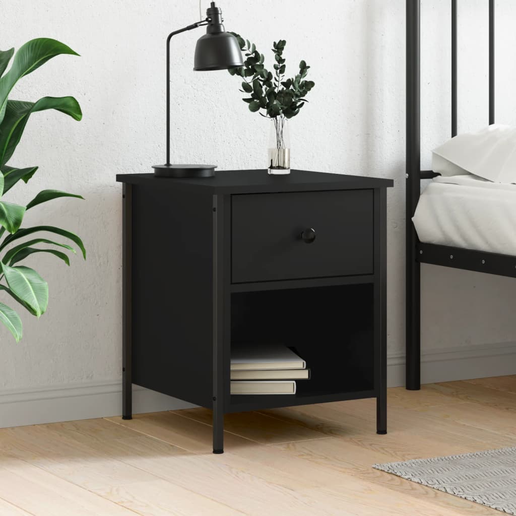 vidaXL Bedside cabinet 40x42x50 cm engineered wood black