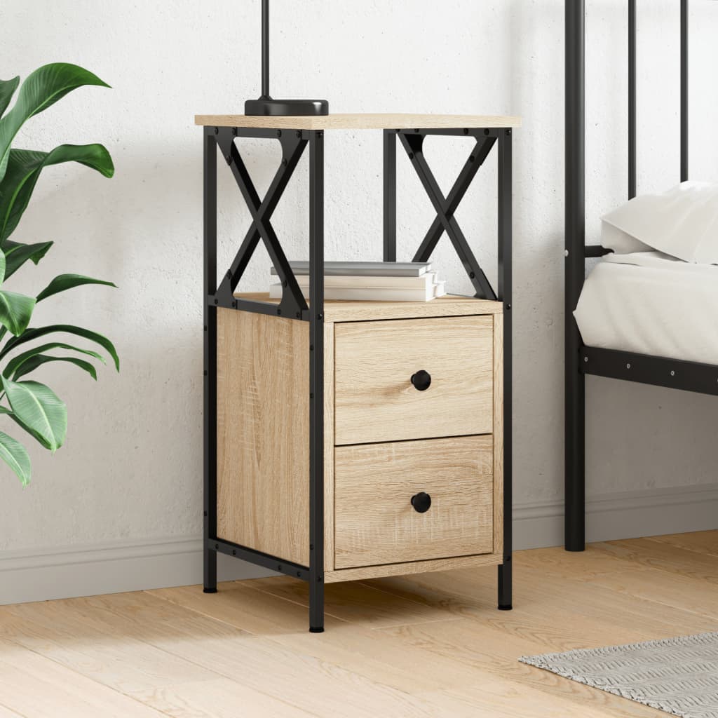 vidaXL Nachtkastje 34x35,5x70 cm bewerkt hout zwart