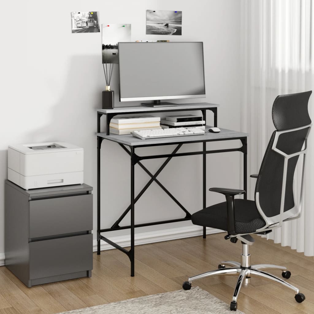 vidaXL Bureau 100x50x90 cm bewerkt hout en ijzer sonoma eikenkleur