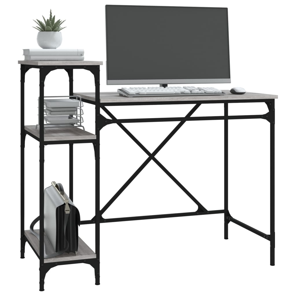 vidaXL Bureau schappen 135x50x90 bewerkt hout en ijzer sonoma eiken