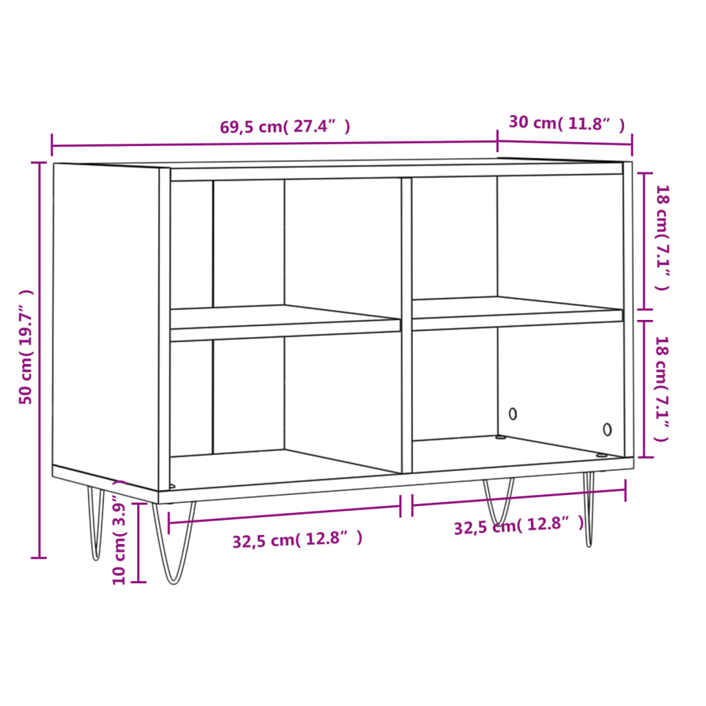 vidaXL Tv-meubel 69,5x30x50 cm bewerkt hout zwart