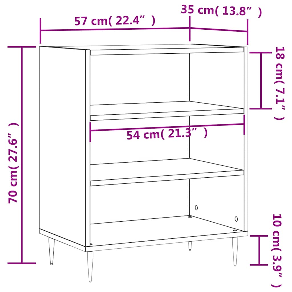 vidaXL Dressoir 57x35x70 cm bewerkt hout wit
