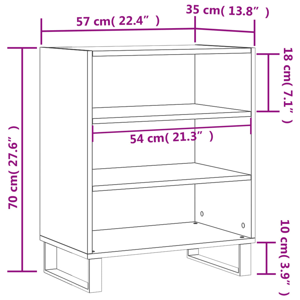 vidaXL Dressoir 57x35x70 cm bewerkt hout zwart