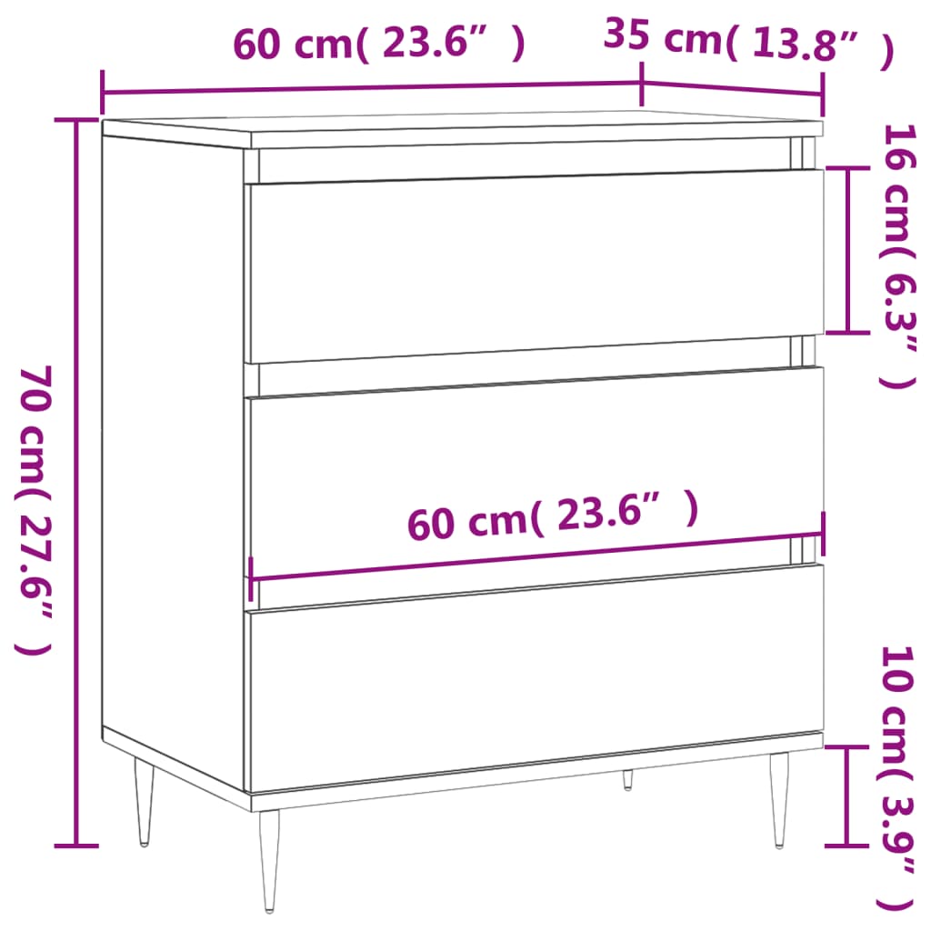 vidaXL Sideboard 60x35x70 cm engineered wood white