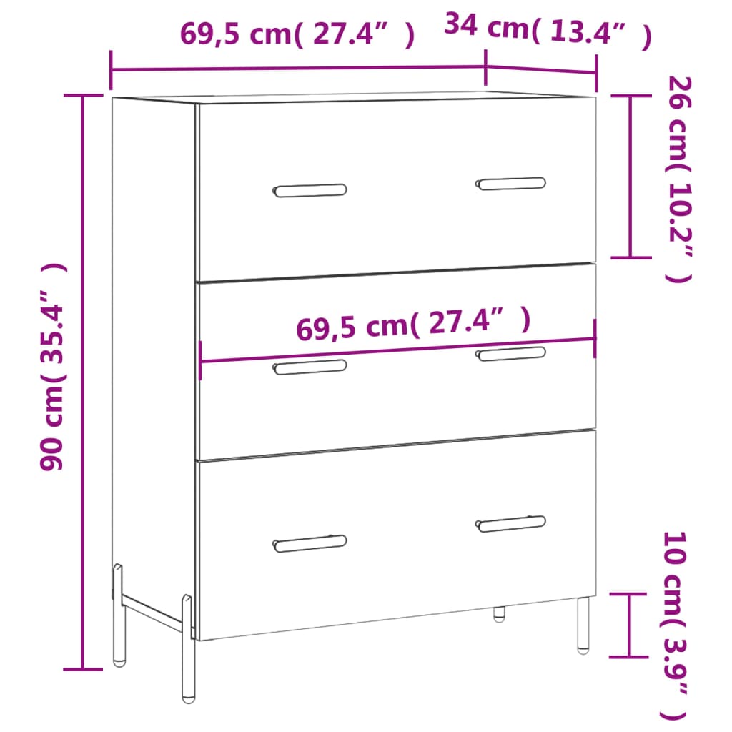 vidaXL Sideboard 69.5x34x90 cm engineered wood black