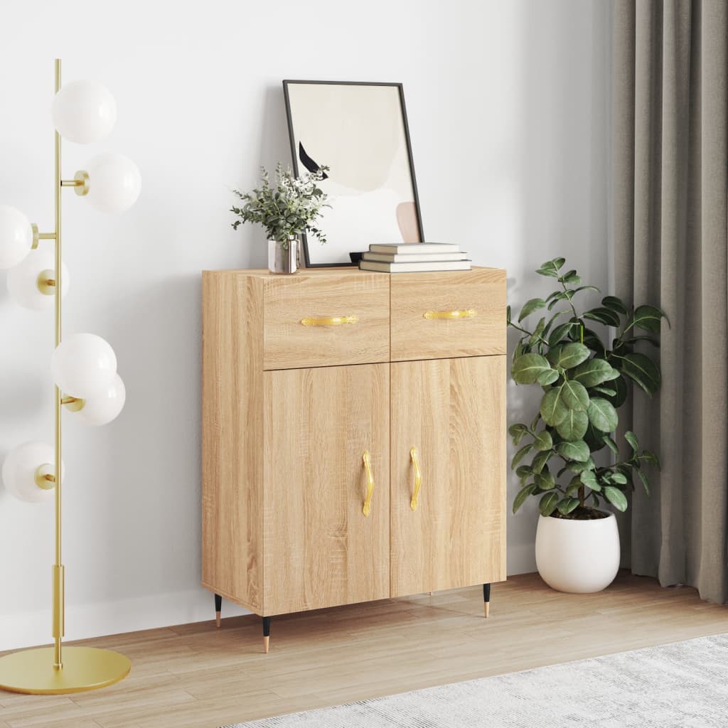vidaXL Dressoir 69,5x34x90 cm bewerkt hout hoogglans wit