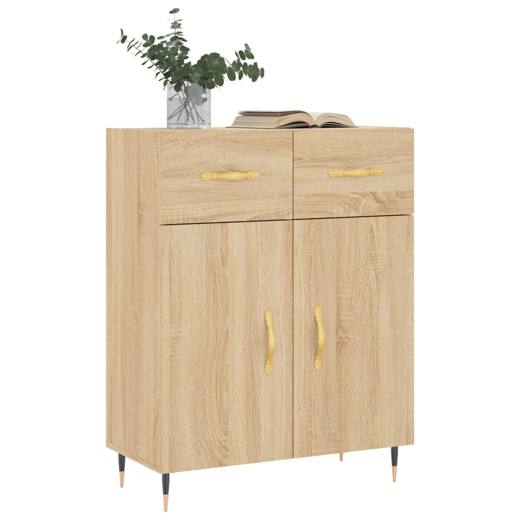 vidaXL Dressoir 69,5x34x90 cm bewerkt hout hoogglans wit