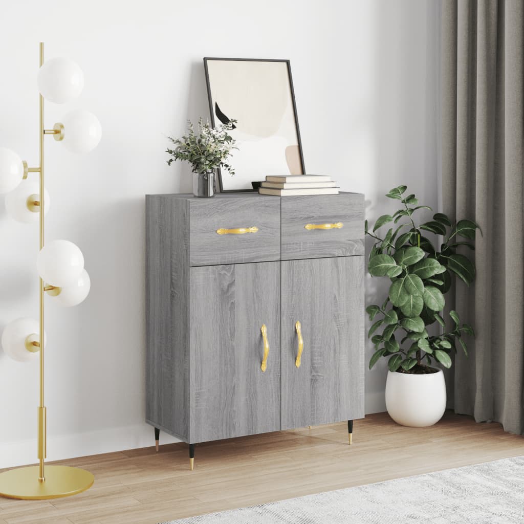 vidaXL Dressoir 69,5x34x90 cm bewerkt hout hoogglans wit