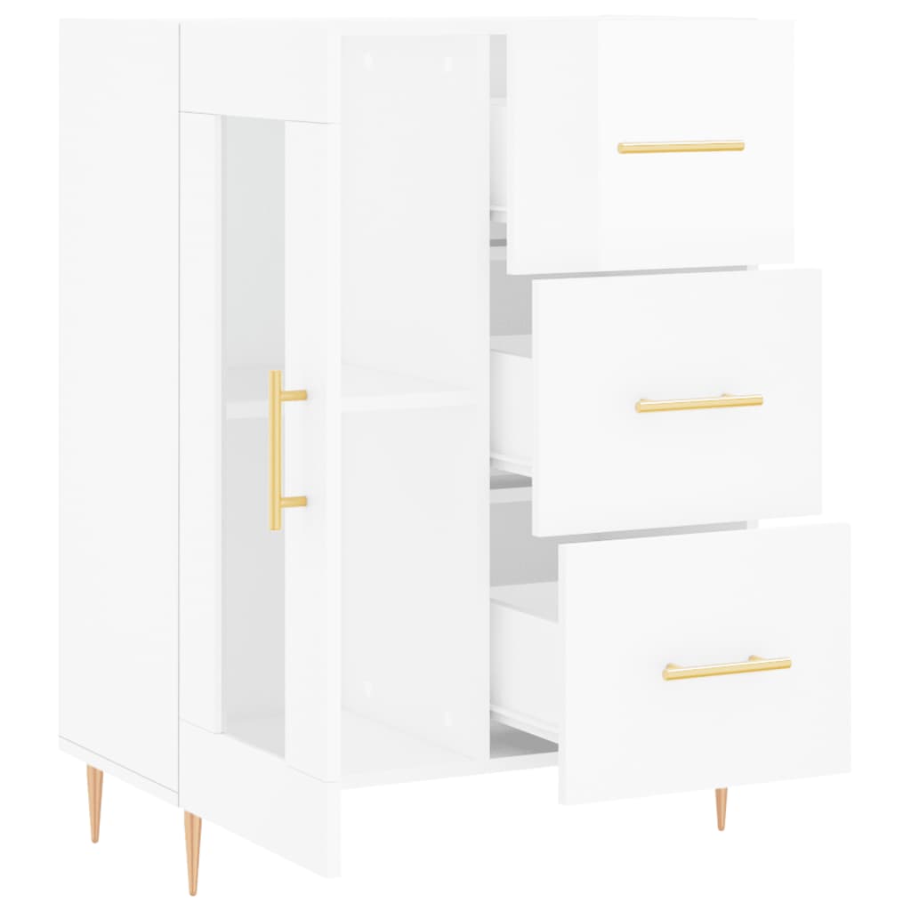 vidaXL Dressoir 69,5x34x90 cm bewerkt hout hoogglans wit