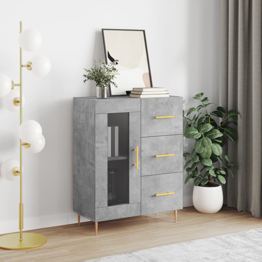 vidaXL Dressoir 69,5x34x90 cm bewerkt hout hoogglans wit