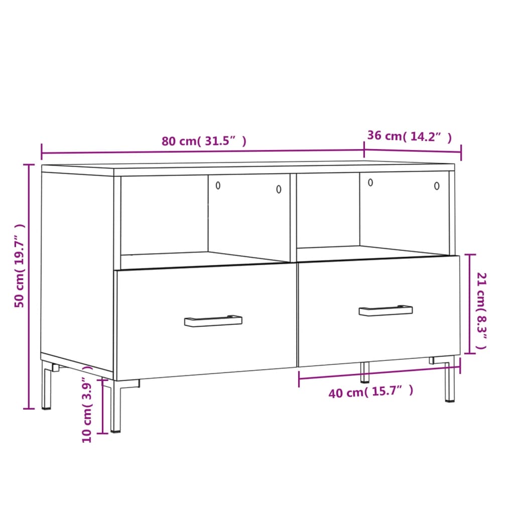 vidaXL Tv-meubel 80x36x50 cm bewerkt hout wit