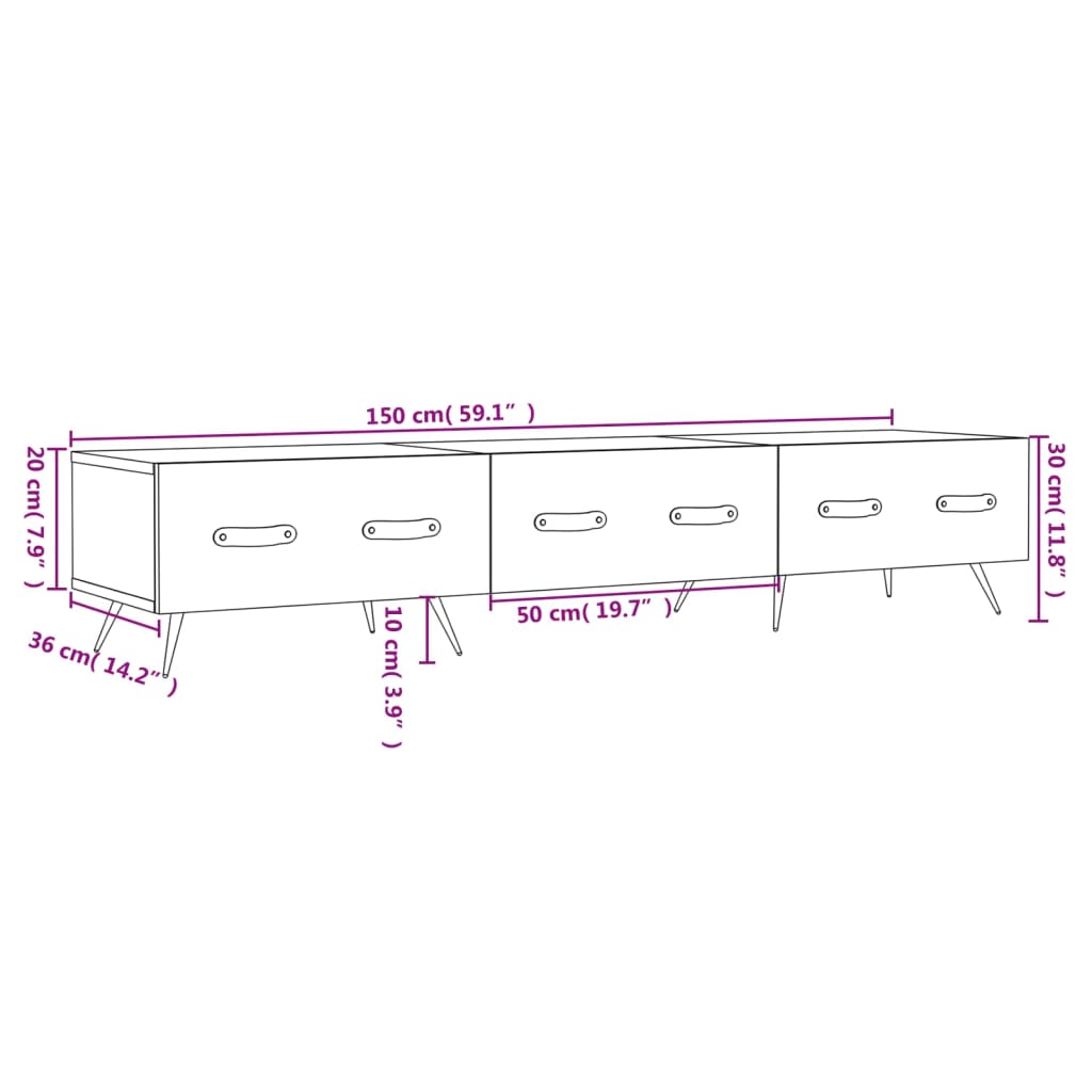 vidaXL Tv-meubel 150x36x30 cm bewerkt hout wit