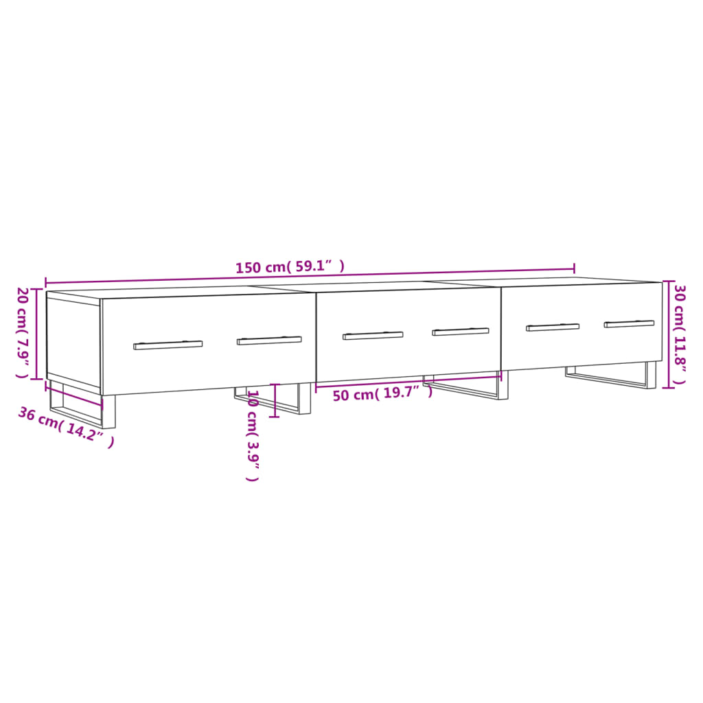 vidaXL Tv-meubel 150x36x30 cm bewerkt hout wit
