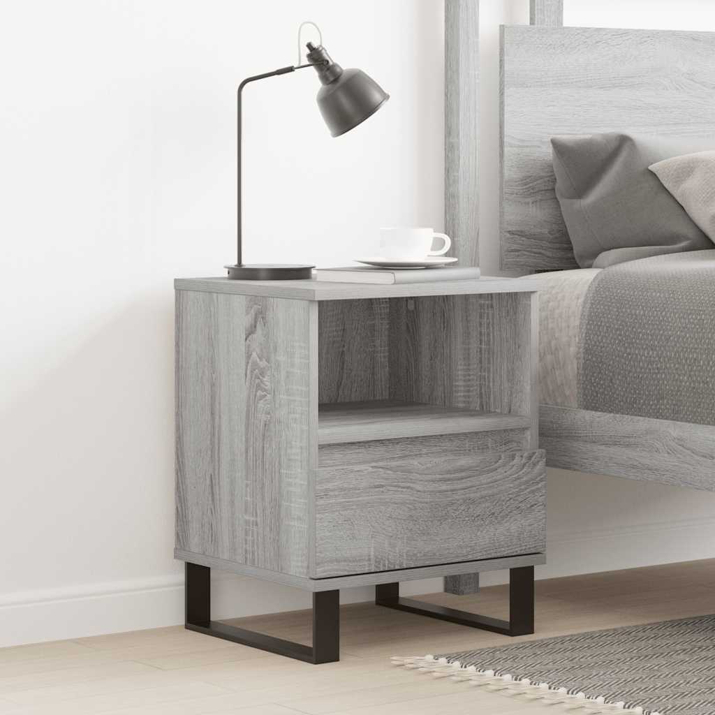vidaXL Bedside Cabinet with Drawer Black Oak 40x35x50 cm Engineered Wood