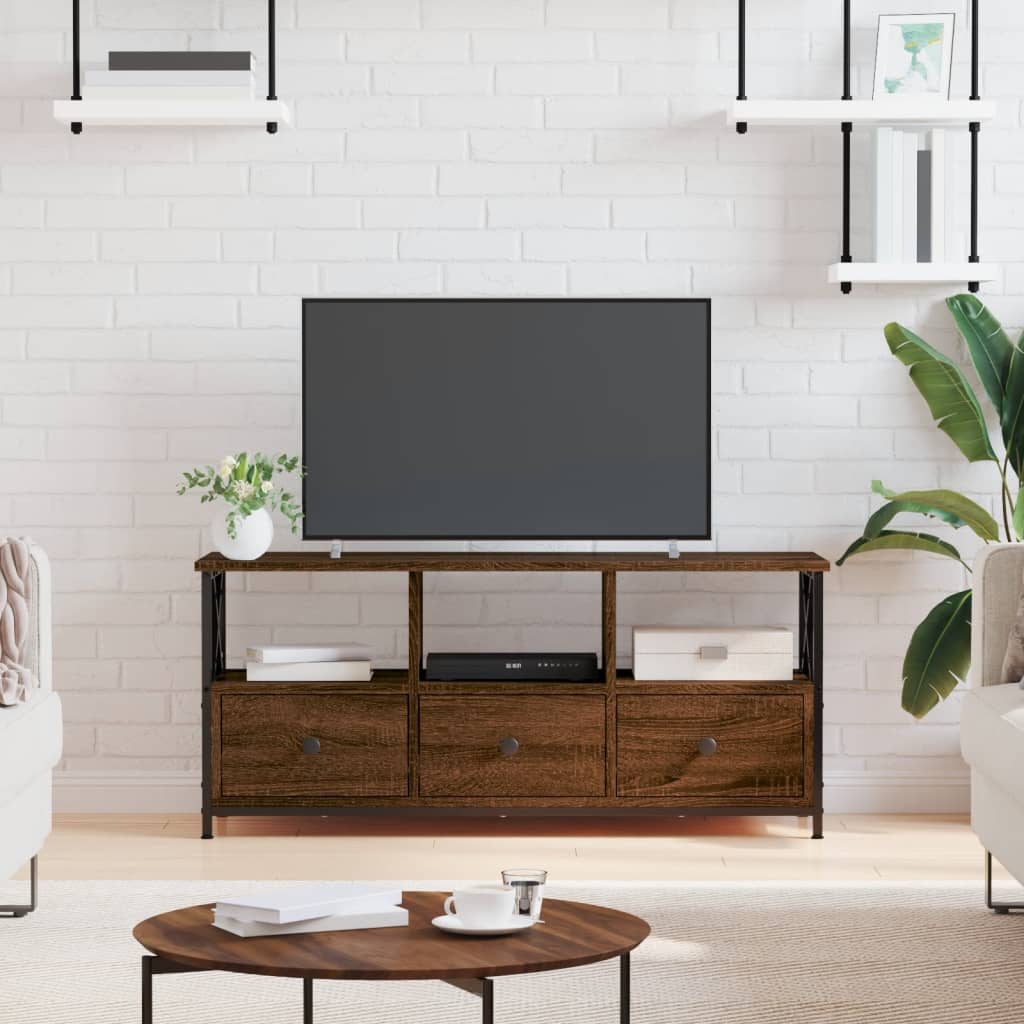 vidaXL TV cabinet 102x33x45 cm engineered wood and iron black