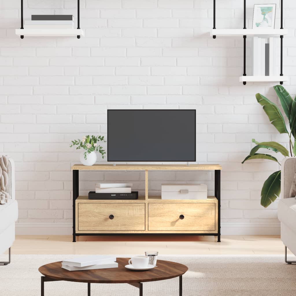 vidaXL TV cabinet 102x33x45 cm engineered wood and iron black