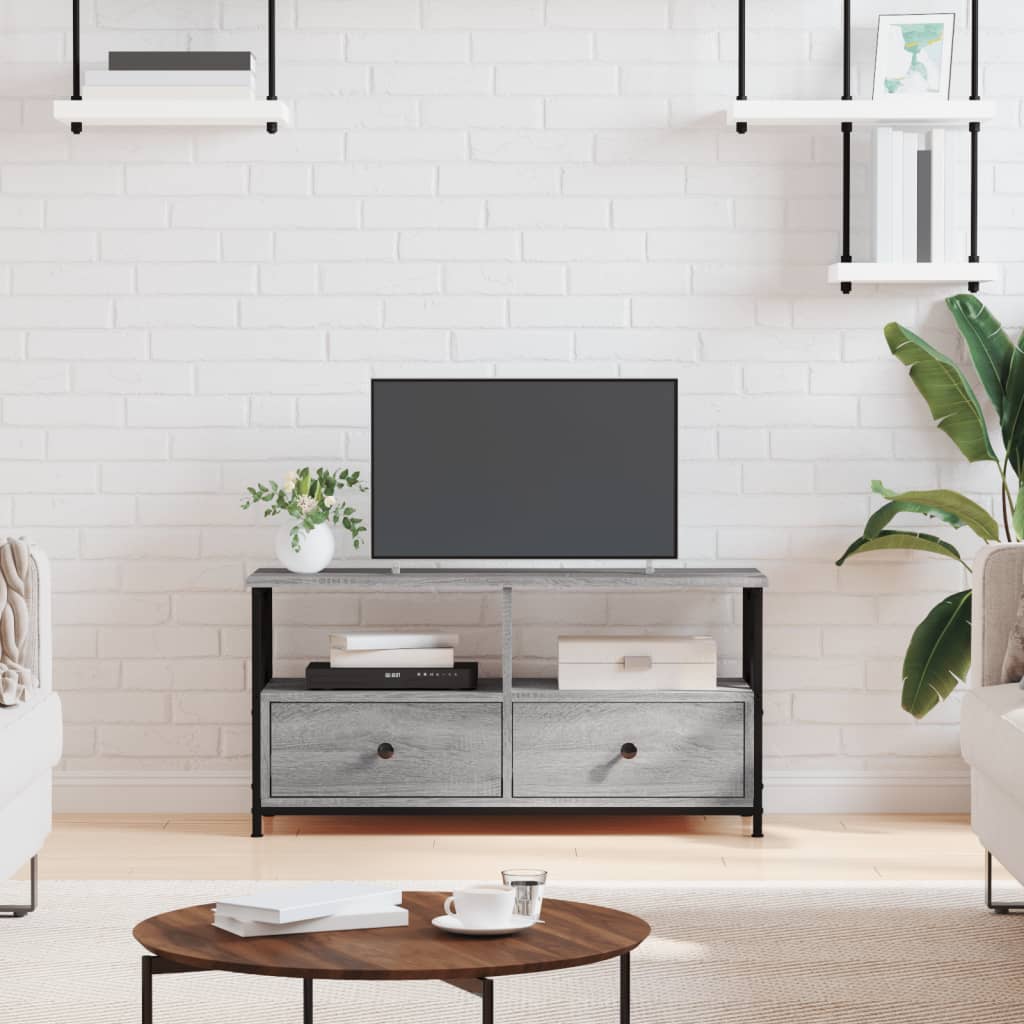 vidaXL TV cabinet 102x33x45 cm engineered wood and iron black