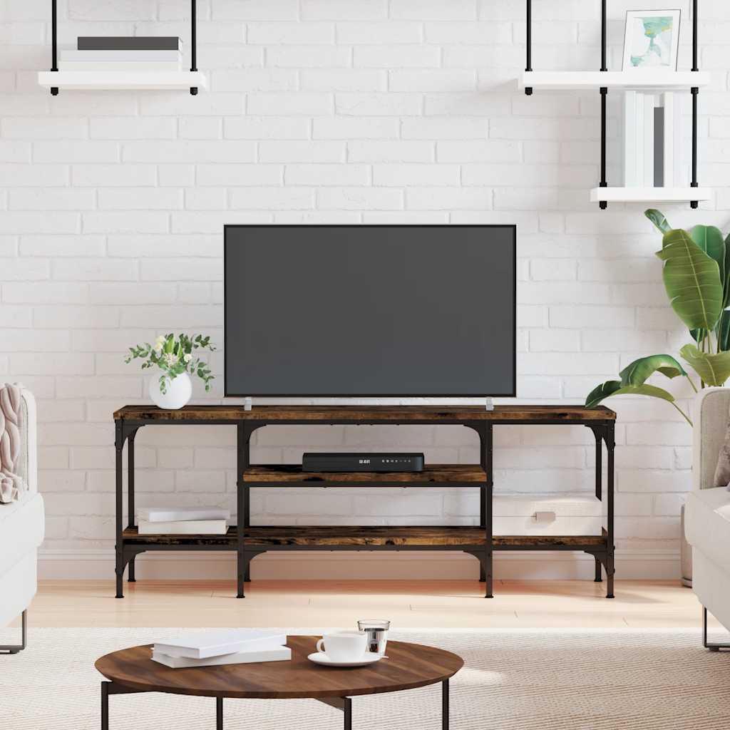 vidaXL Tv-meubel 100x33x45 cm bewerkt hout en ijzer sonoma eikenkleur