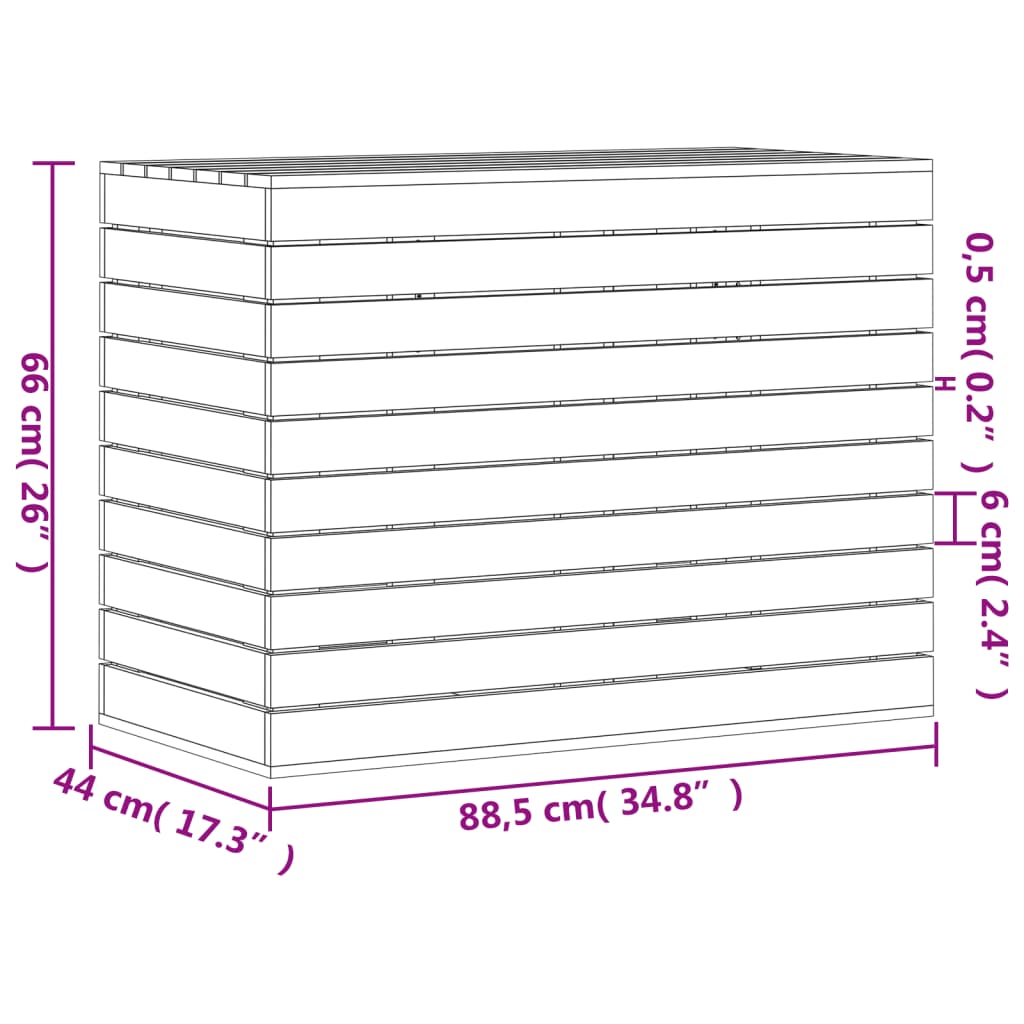 vidaXL Wasmand 44x44x66 cm massief grenenhout