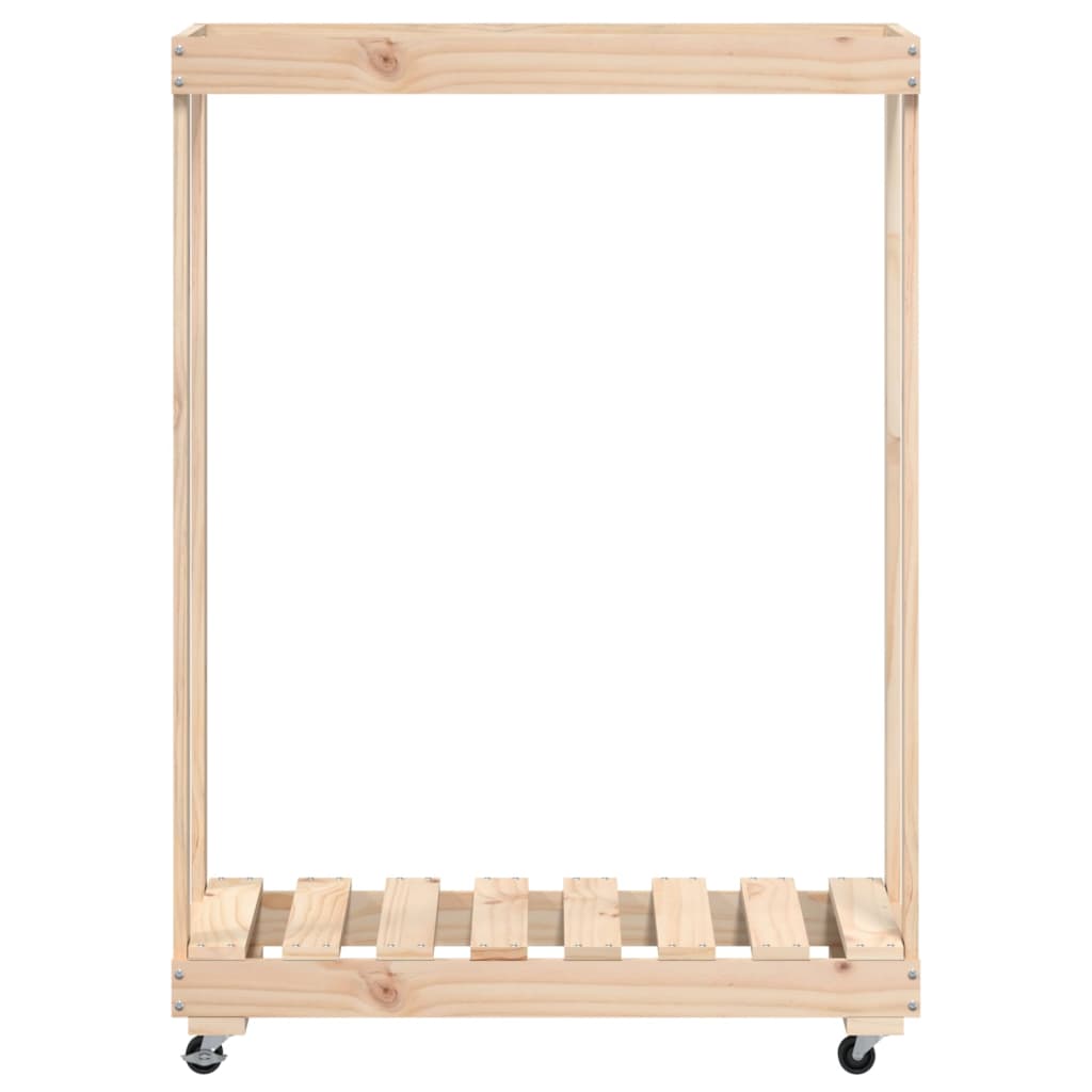 vidaXL Houtblokhouder met wielen 76,5x40x108 cm massief grenenhout