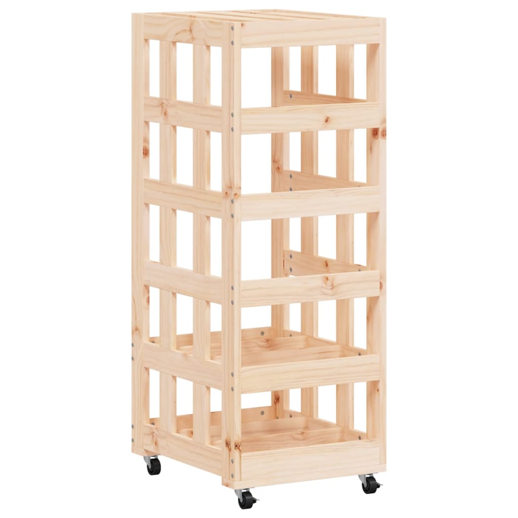 vidaXL Houtblokhouder met wielen 40x49x110 cm massief grenenhout