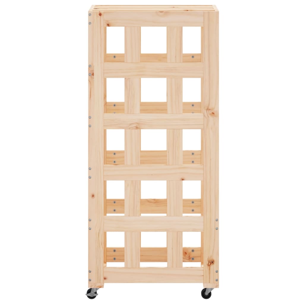 vidaXL Houtblokhouder met wielen 40x49x110 cm massief grenenhout