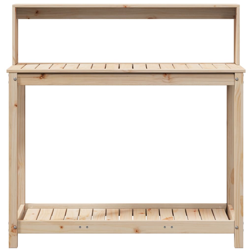 vidaXL Oppottafel met schappen 82,5x50x109,5 cm massief grenenhout