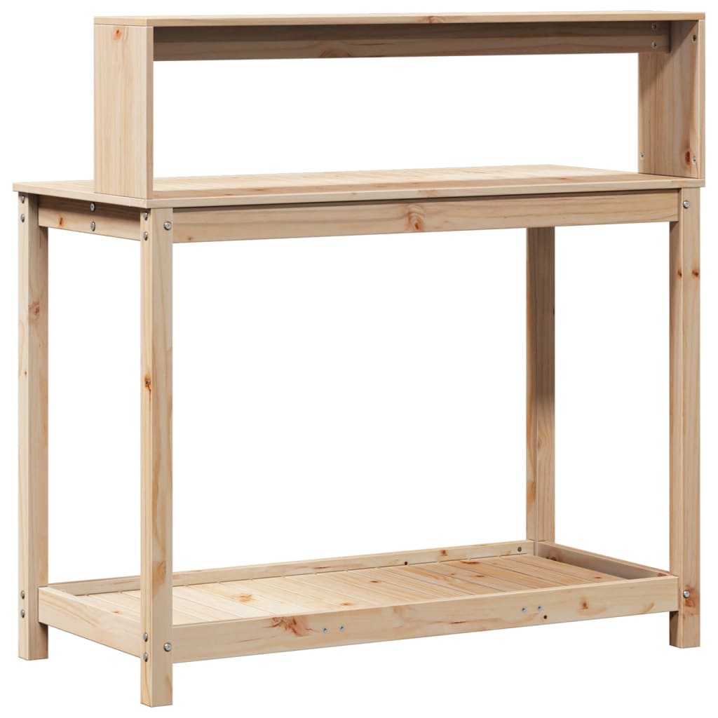 vidaXL Oppottafel met schappen 82,5x50x109,5 cm massief grenenhout
