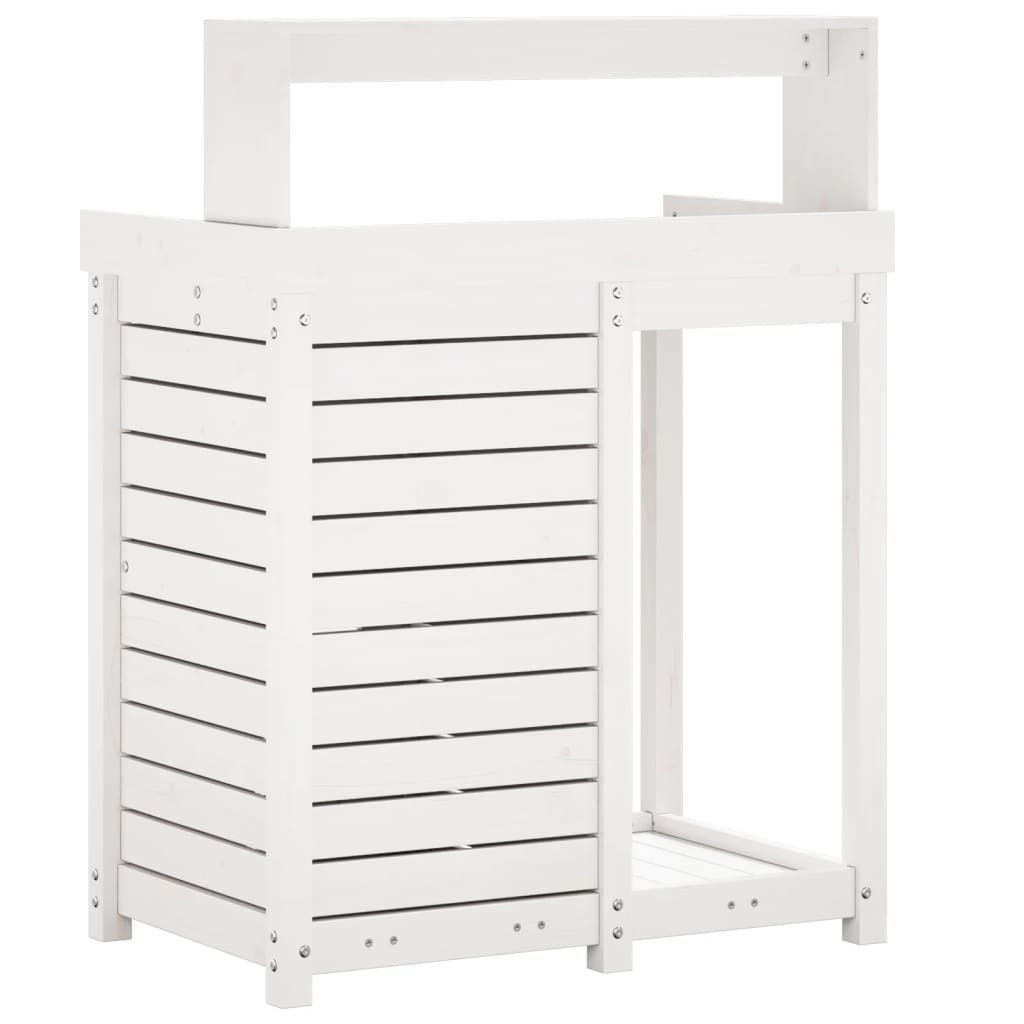 vidaXL Oppottafel met schappen 82,5x50x109,5 cm massief grenenhout