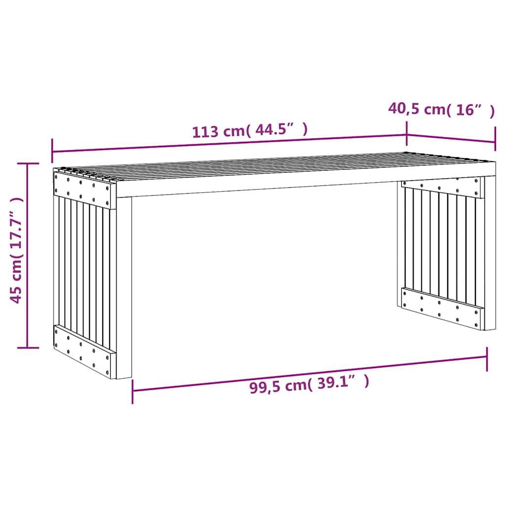 vidaXL Tuinbankje verlengbaar 212,5x40,5x45 cm massief grenenhout
