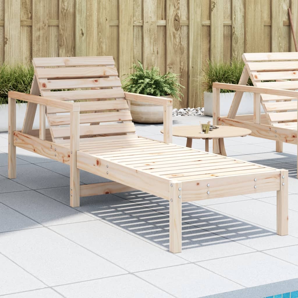 vidaXL Sun Lounger 199.5x62x55 cm Solid Pinewood