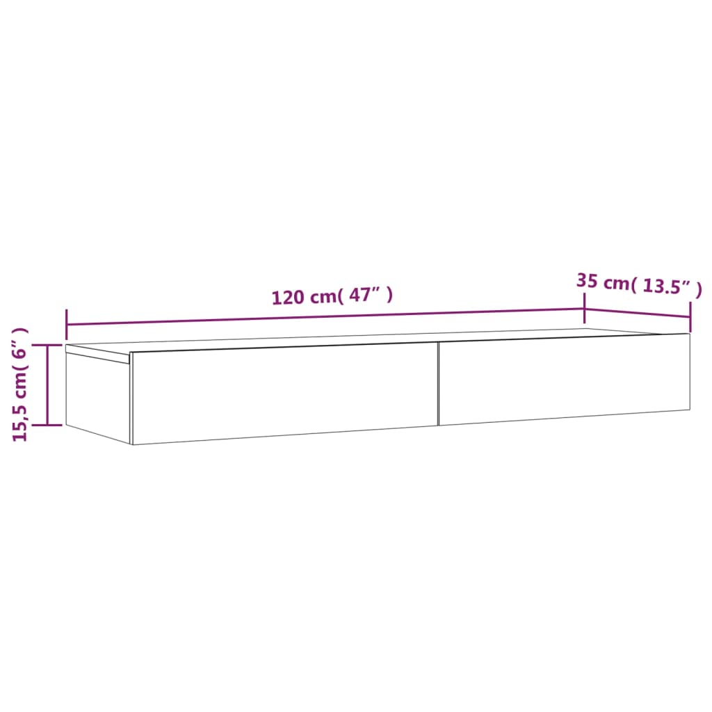 vidaXL TV Cabinet with LED Lights 120x35x15.5 cm White
