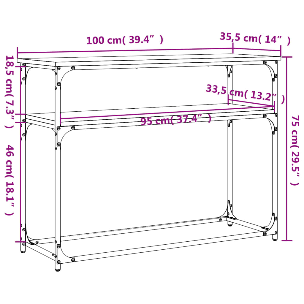 vidaXL Wandtafel 100x35,5x75 cm bewerkt hout zwart