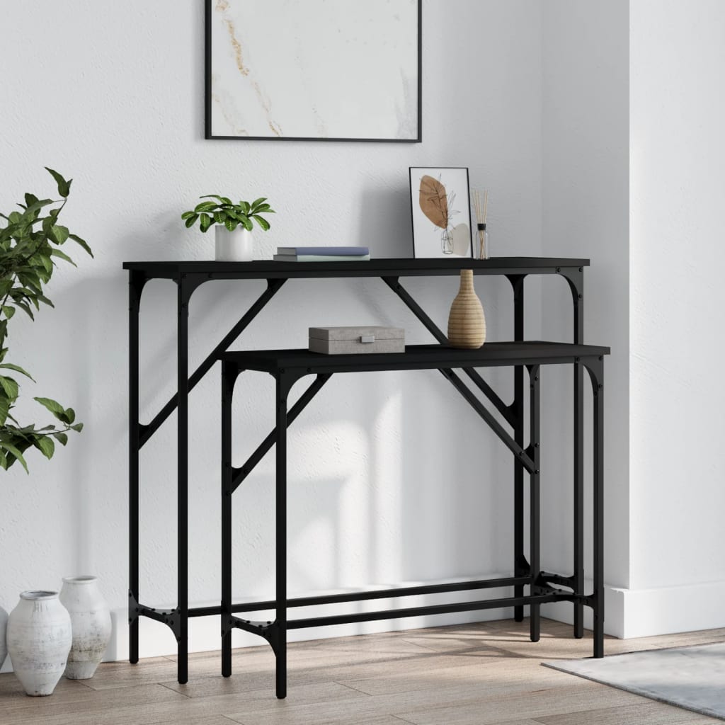 vidaXL Wall Tables 2 pcs Engineered Wood Black