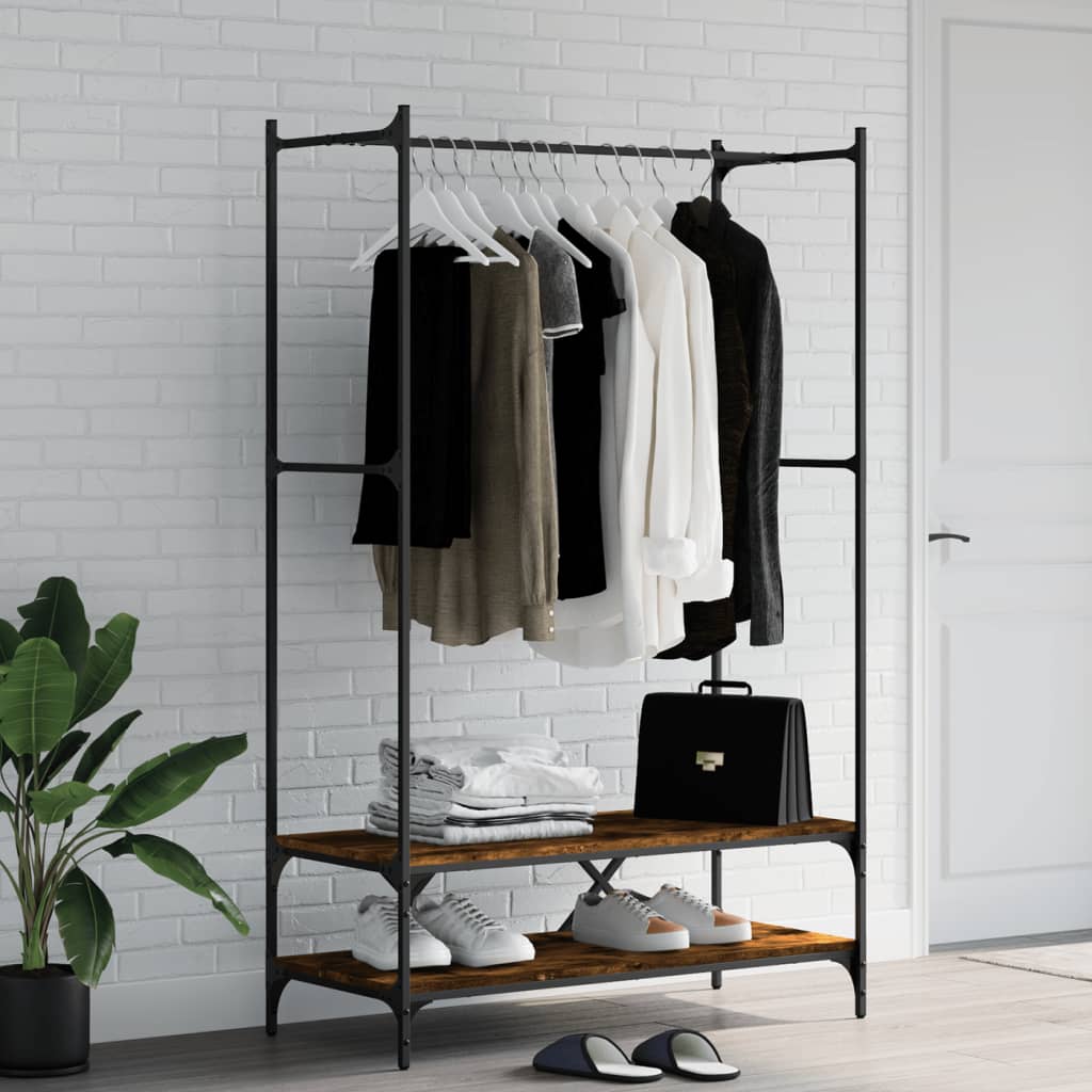 vidaXL Garment Rack with Shelves Engineered Wood Black