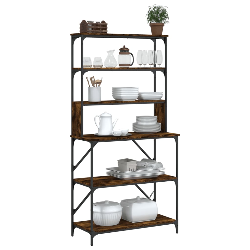 vidaXL Baker's Rack 6-tier 90x40x180 cm engineered wood smoked oak