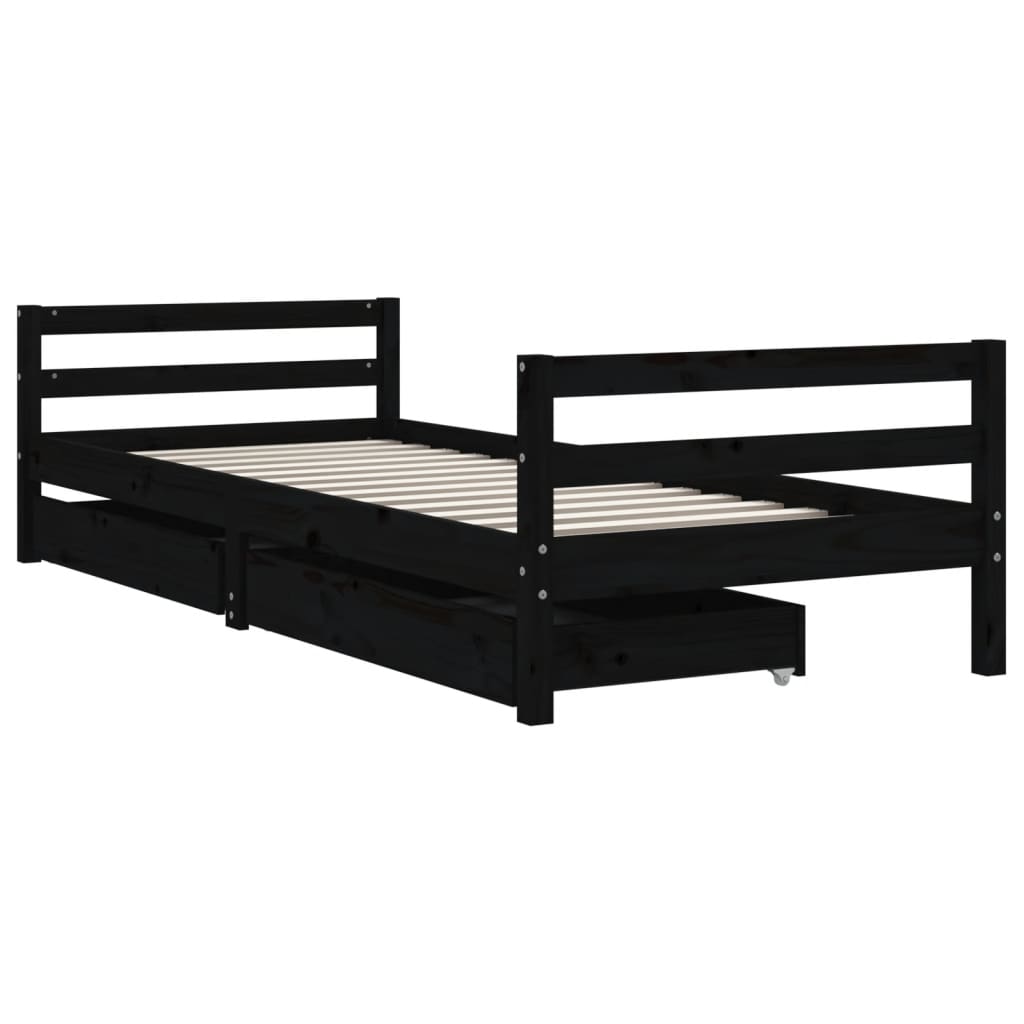 vidaXL Kids Bed Frame with Drawers 80x200 cm Solid Pine Wood