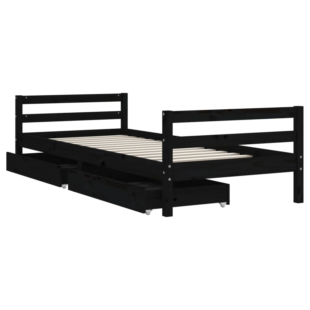 vidaXL Kids Bed Frame with Drawers 80x200 cm Solid Pine Wood