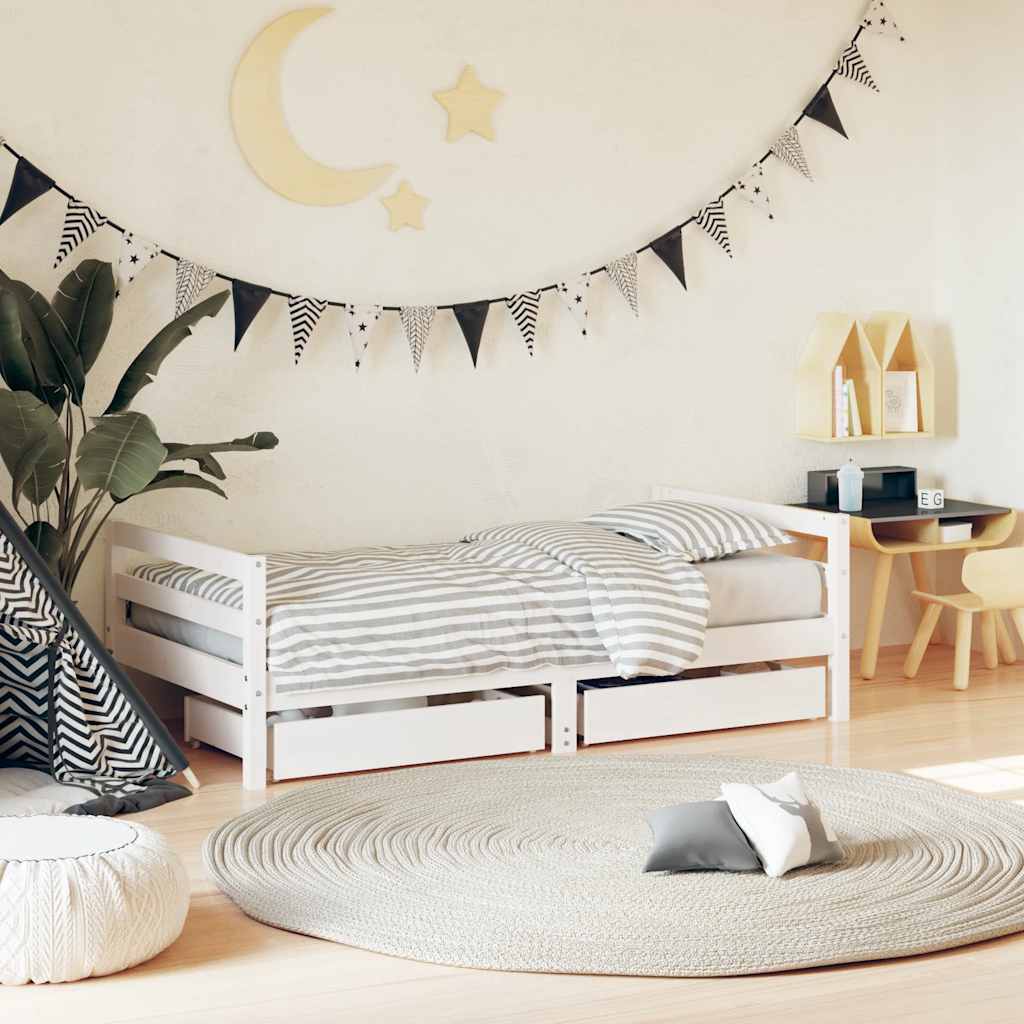 vidaXL Kids Bed Frame with Drawers 80x200 cm Solid Pine Wood