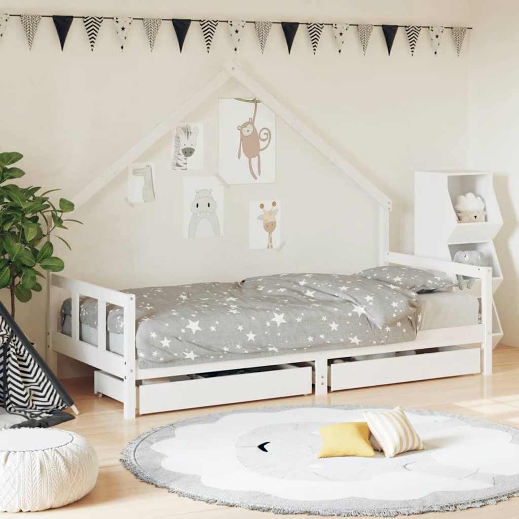 vidaXL Kinderbedframe met lades 70x140 cm massief grenenhout
