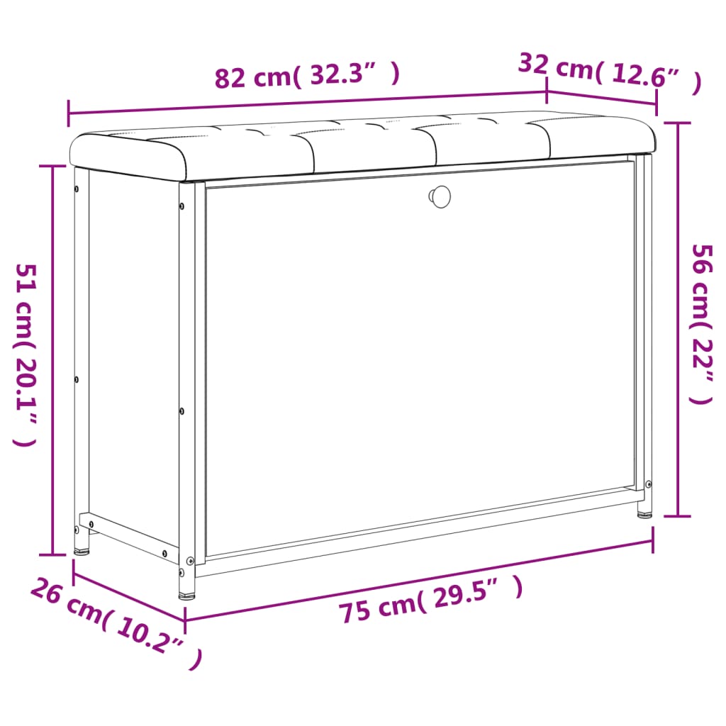 vidaXL Schoenenbankje met klaplade 62x32x56 cm zwart