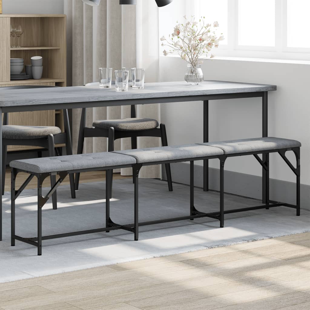 vidaXL Eetkamerbank 62x32x45 cm staal en stof lichtgrijs