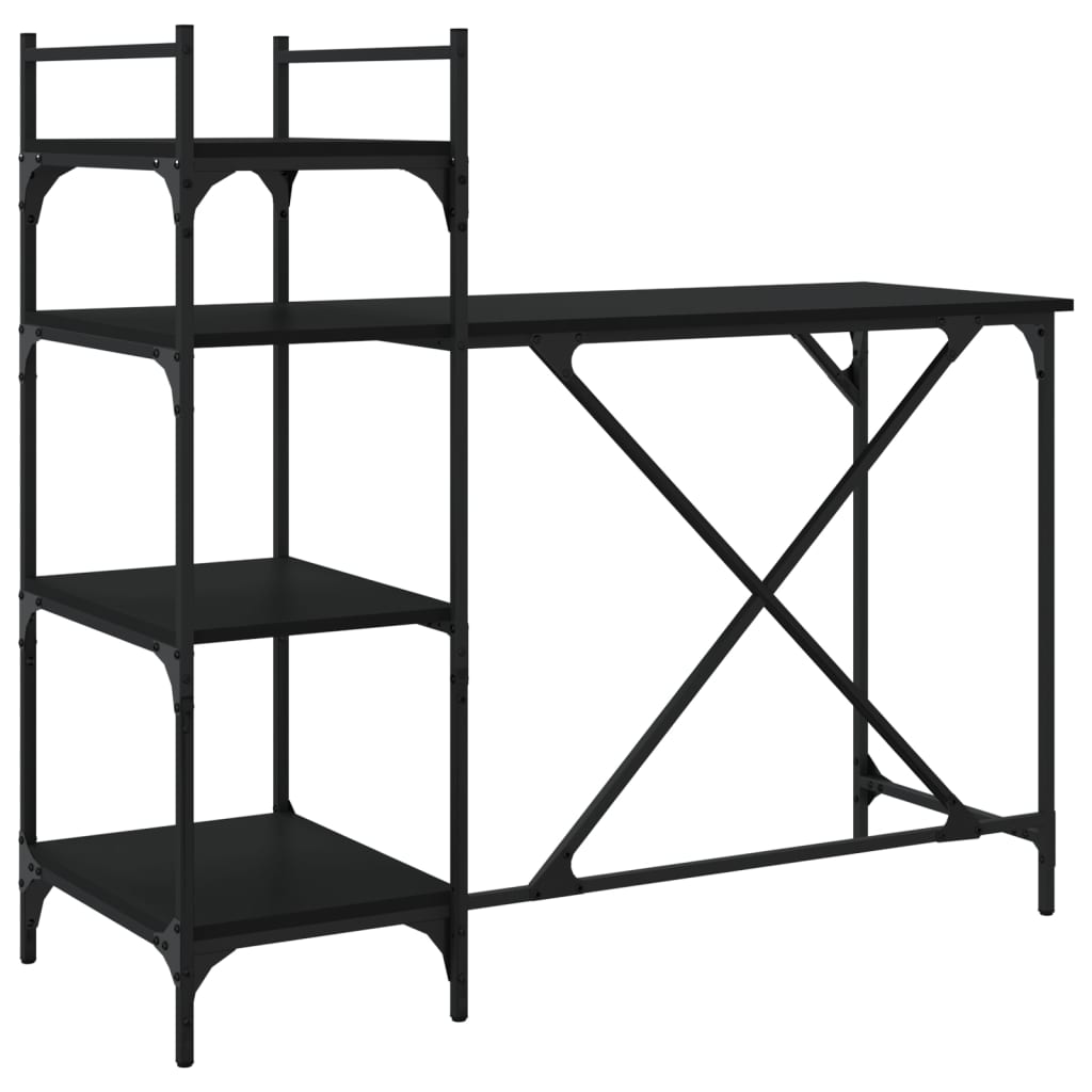 vidaXL Computer Desk with Shelves 120x47x109 cm Black