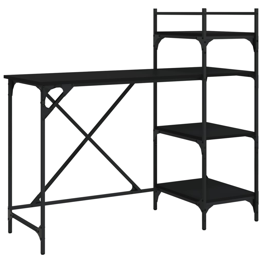 vidaXL Computer Desk with Shelves 120x47x109 cm Black