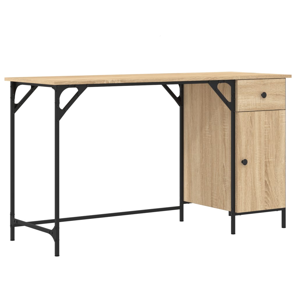 vidaXL Computerbureau 131x48x75 cm bewerkt hout zwart