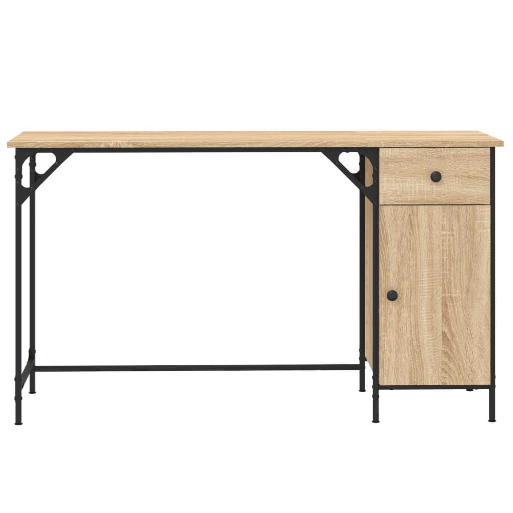 vidaXL Computerbureau 131x48x75 cm bewerkt hout zwart