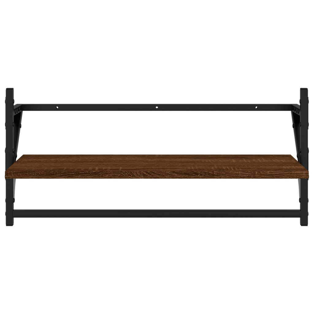 vidaXL 4-delige Wandschappenset met stangen bewerkt hout zwart