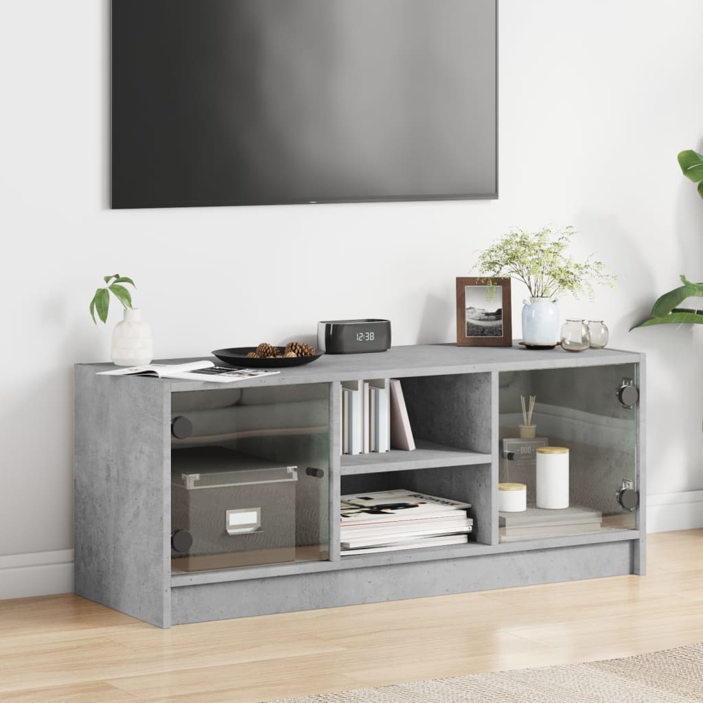 vidaXL Tv-meubel met glazen deuren 102x37x42 cm wit